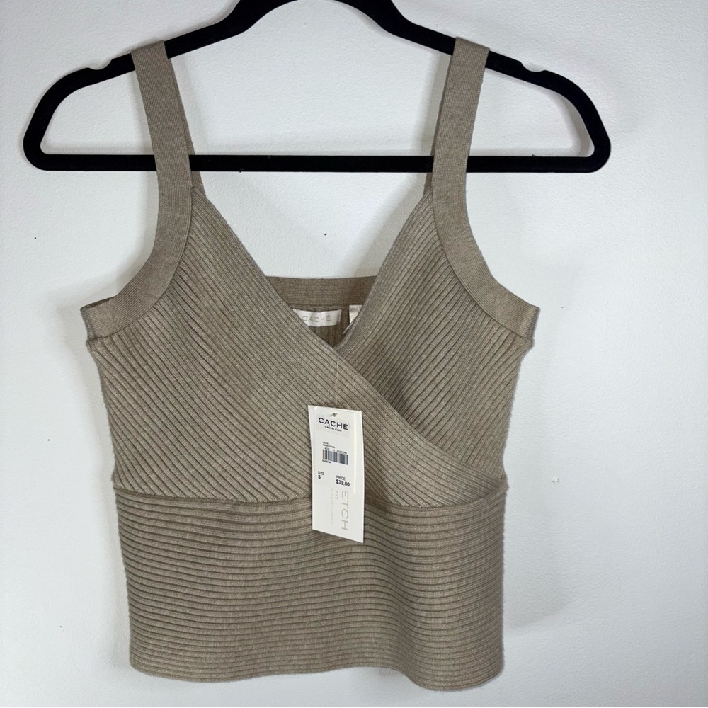 Cache Beige Ribbed Women's Top - Picture 2 of 5
